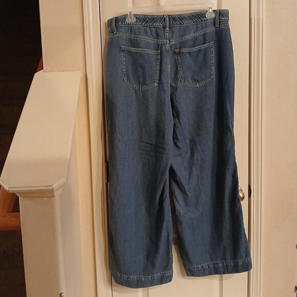 Lane Bryant wide-leg denim blue jean pants with an elastic waistband size 16 - Picture 5 of 5